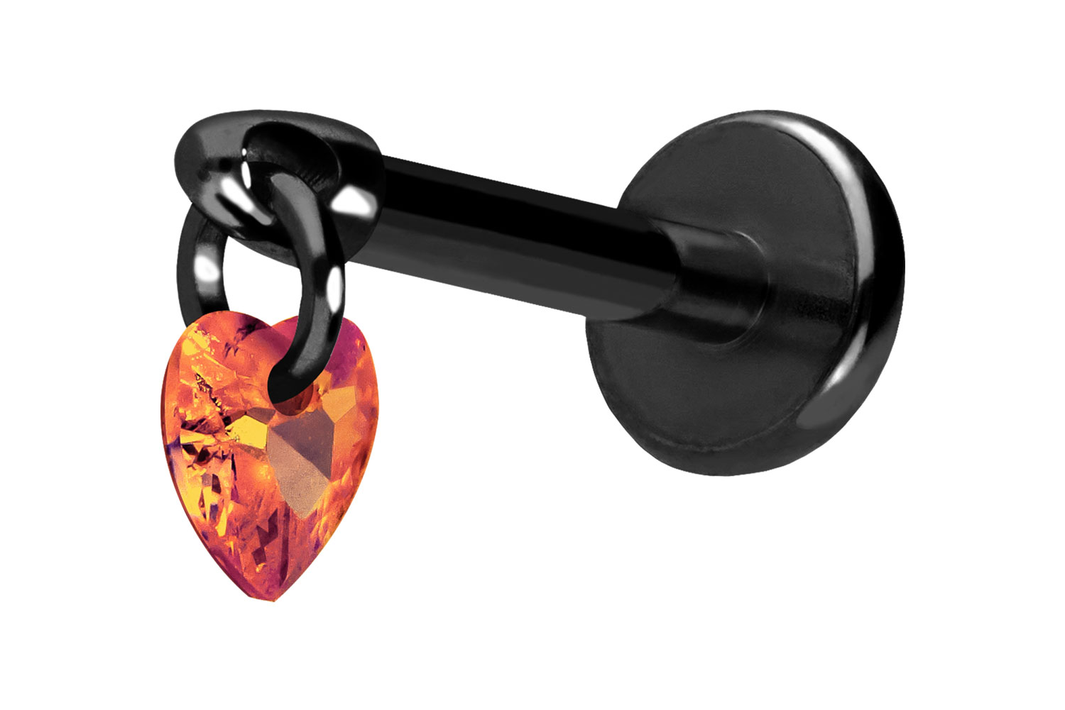 Titan Labret Piercing mit Push Fit KRISTALLHERZ